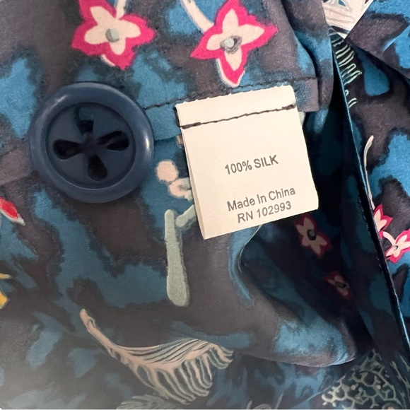 Twinkle By Wenlan Coral reefs Mixed Print Silk Top Size 0 - Picture 9 of 12